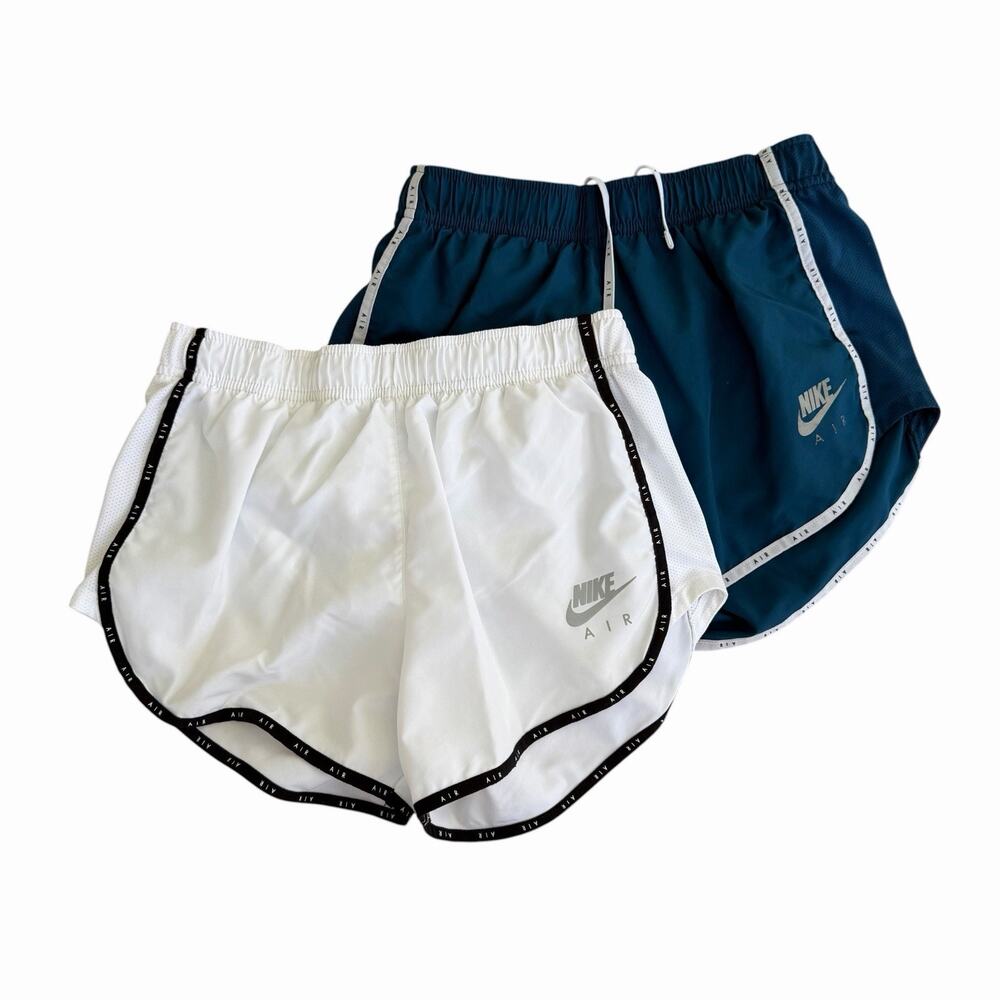 2 Pair Nike Shorts Womens Blue Air Dri Fit Tempo Running Lined Drawstring, S